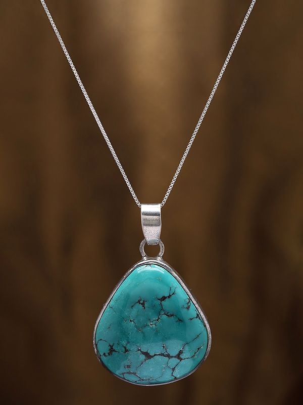 Exotic India Tibetan Turquoise Triangle Pendant 