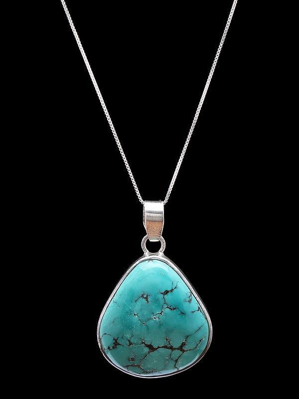 exotic india Tibetan Turquoise Triangle Pendant 