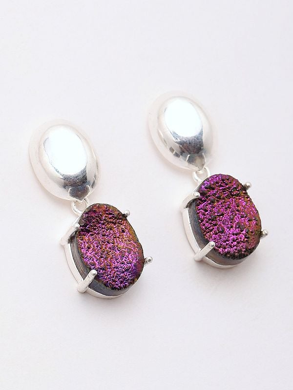 Exotic India Titanium Druzy Drop Earrings 