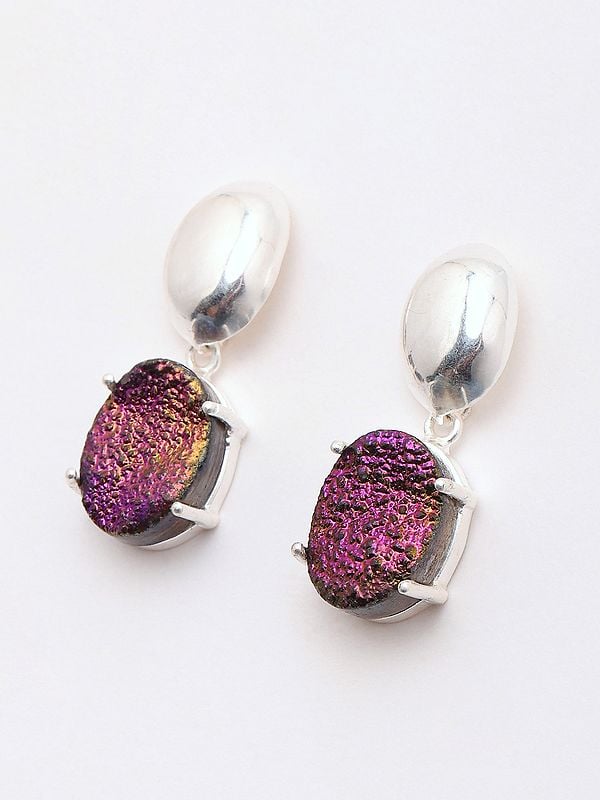 Exotic India Titanium Druzy Drop Earrings 