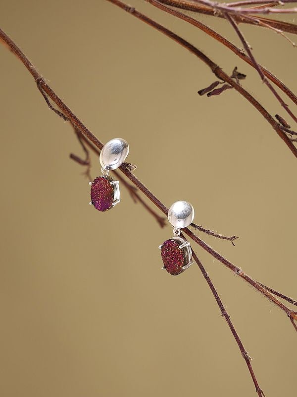 Exotic India Titanium Druzy Drop Earrings 