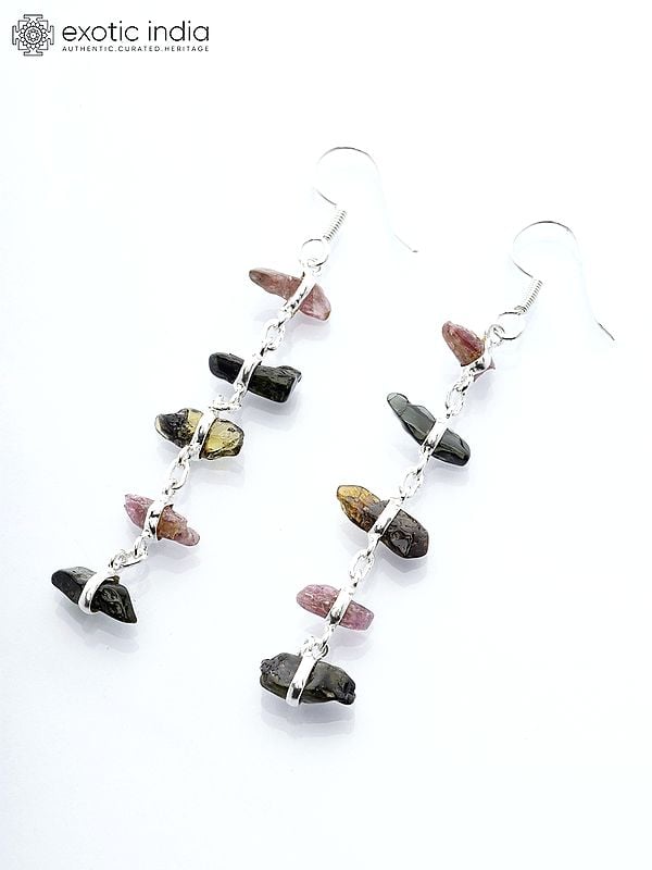 Exotic India Tourmaline Chips Dangle Earrings 