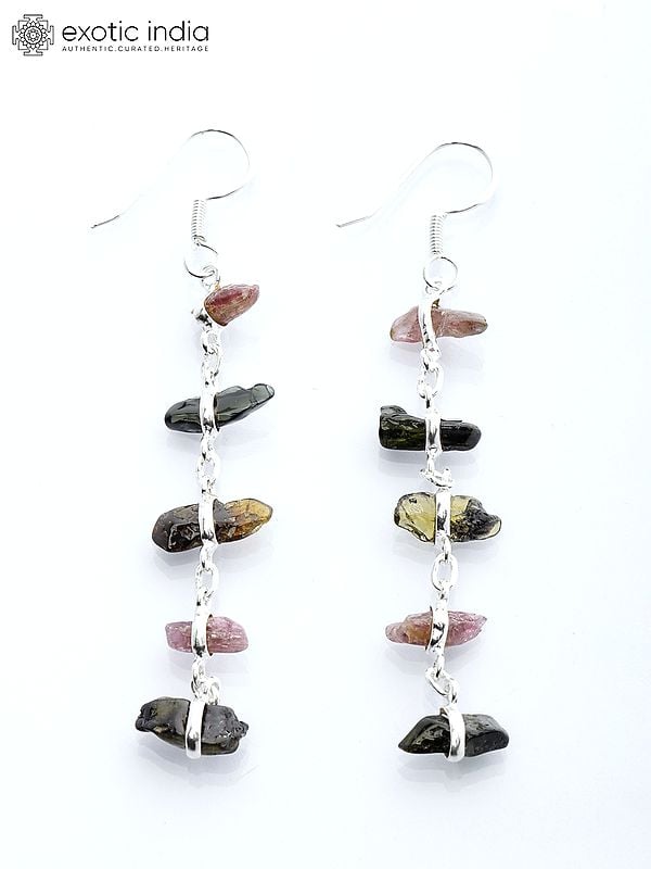 Exotic India Tourmaline Chips Dangle Earrings 