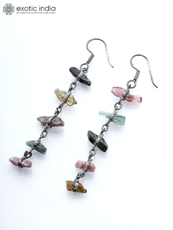 Exotic India Tourmaline Chips Dangle Earrings