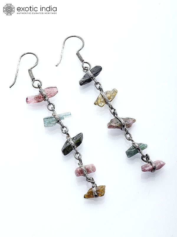 exotic india Tourmaline Chips Dangle Earrings