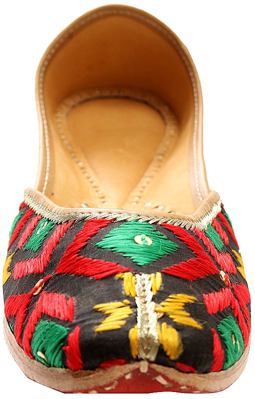 Exotic India Tri-Color Phulkari Jooti From Punjab 