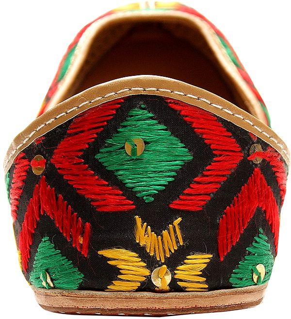 Exotic India Tri-Color Phulkari Jooti From Punjab 
