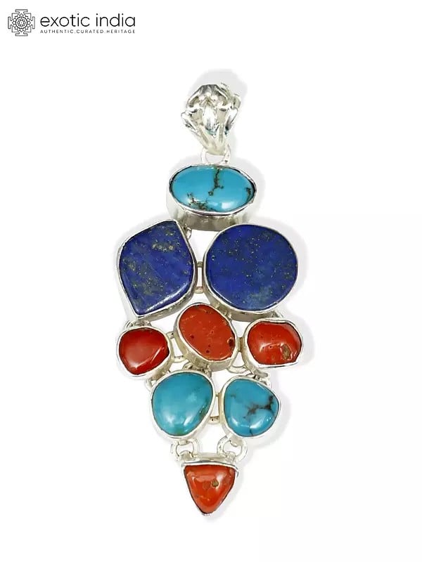 Exotic India Tri-Color Sterling Silver Pendant