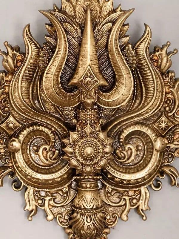 Exotic India Trishul Charm Brass Brooch 