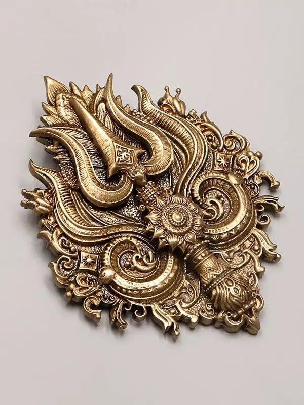 Exotic India Trishul Charm Brass Brooch 