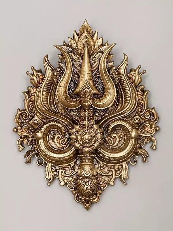 exotic india Trishul Charm Brass Brooch 
