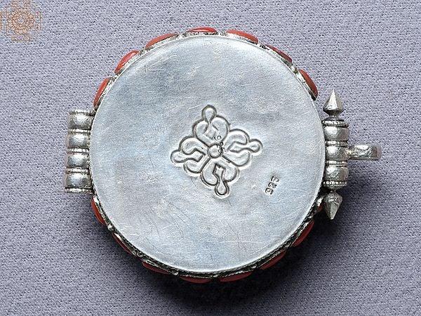 Exotic India Turquoise Coral Stone Ghau Pendant 