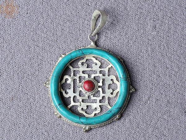 exotic india Turquoise Mandala Pendant
