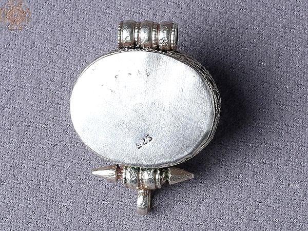 Exotic India Turquoise Stone Ghau Pendant Silver 