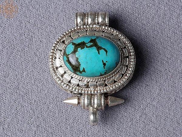 exotic india Turquoise Stone Ghau Pendant Silver