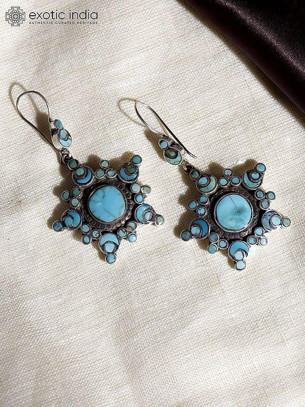 Exotic India Tyrone Turquoise Hook Earrings 
