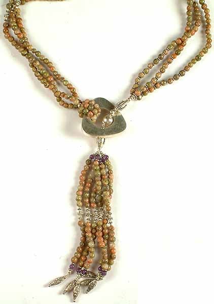 exotic india Unakite Beaded Necklace