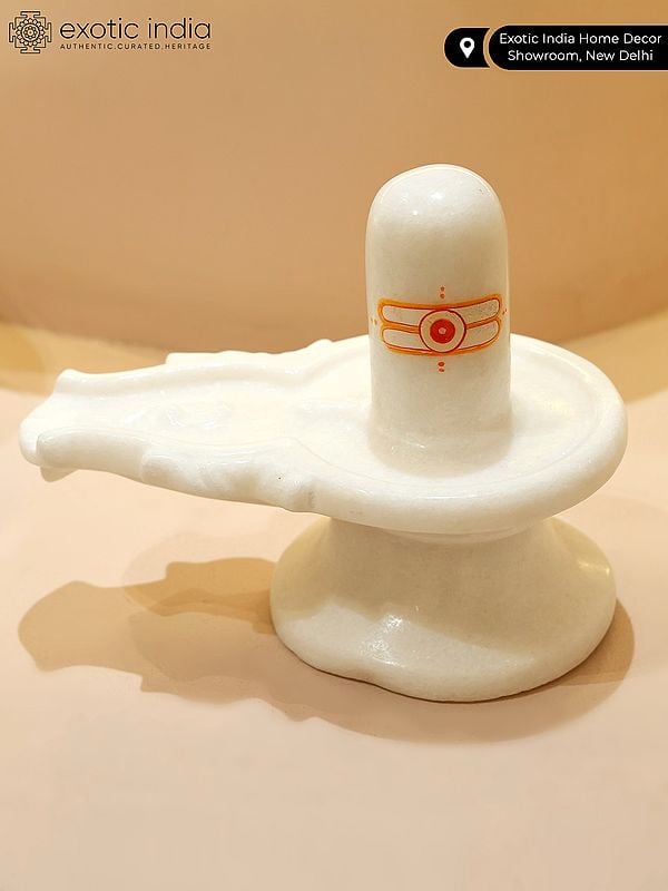 Exotic India White Marble Shiva Linga 