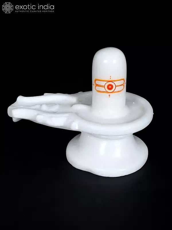 exotic india White Marble Shiva Linga 