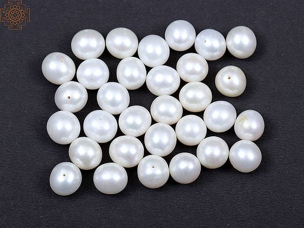 Exotic India White Pearl Beads (Price Of 1 String) 