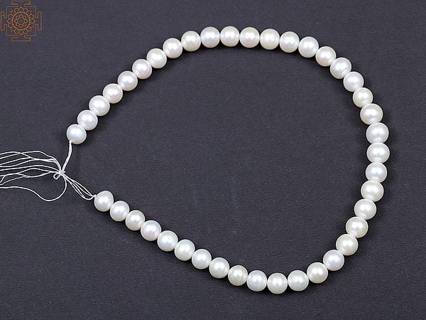 exotic india White Pearl Beads (Price of 1 String) 