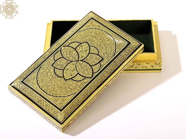 Exotic India Wood Rectangular Box - Jammu & Kashmir 