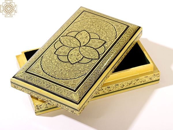 Exotic India Wood Rectangular Box - Jammu & Kashmir 