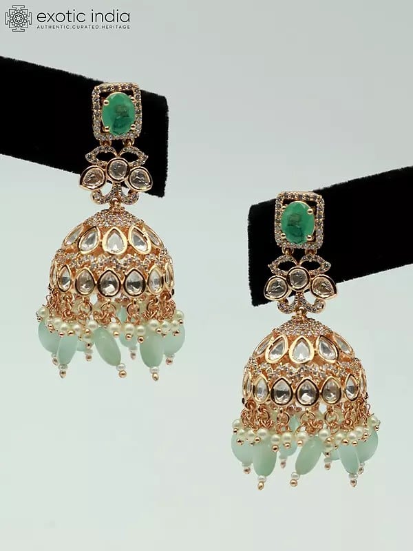 Exotic India Exquisite Floral Design Stone Studded And Beaded Choker Necklace With Earrings And Mangtika 