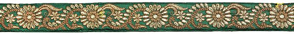 exotic india Fabric Border with Zari-Embroidered Flowers All-Over 