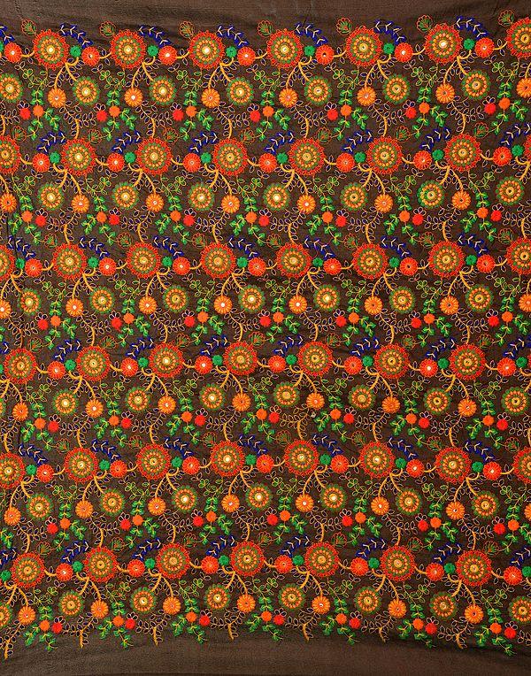 exotic india Fabric with Embroidered Flowers and Mirrors