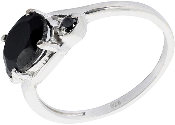 exotic india Faceted Black Spinel Ring | Sterling Silver Jewelry 