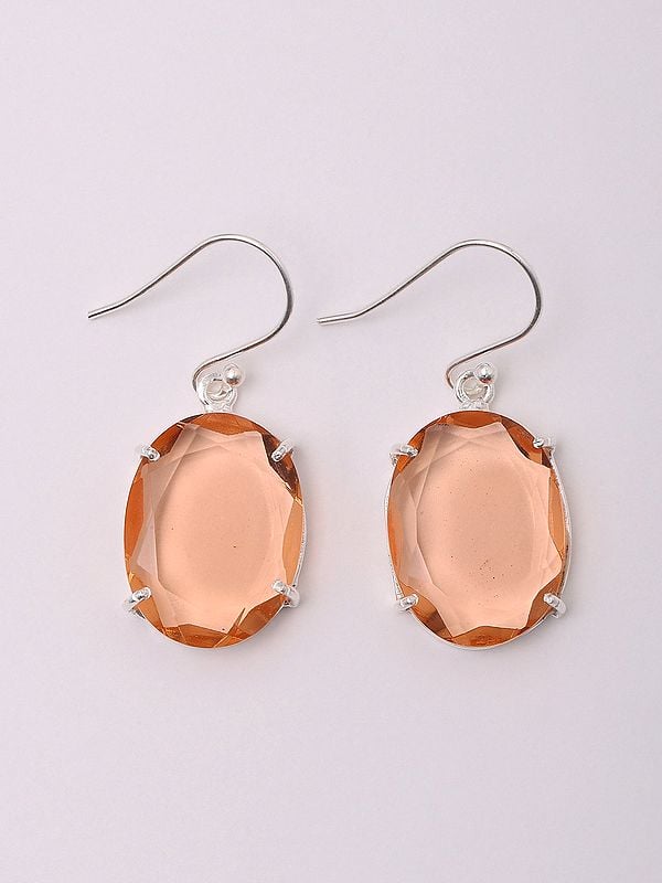 Exotic India Faceted Champagne Aura Quartz Earrings 