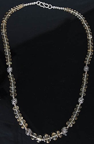 exotic india Faceted Citrine Beaded Pendant - Sterling Silver