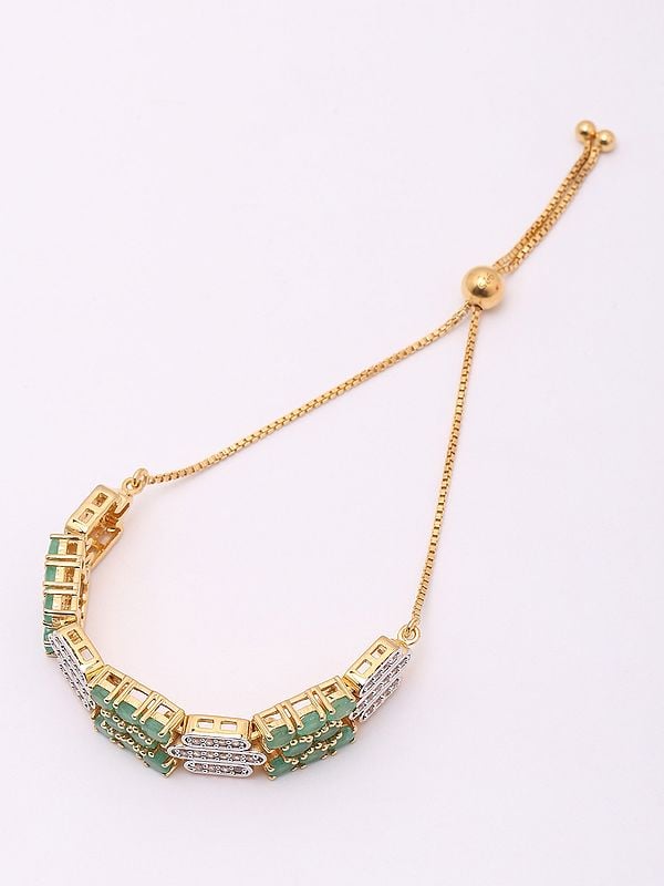 Exotic India Faceted Emerald And White Topaz Wraparound Bracelet 
