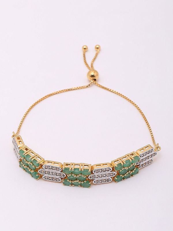 Exotic India Faceted Emerald And White Topaz Wraparound Bracelet 