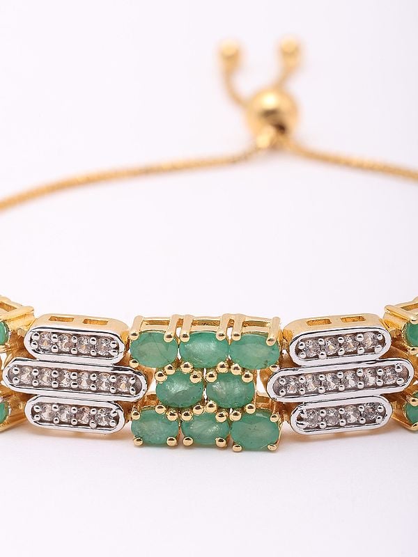 Exotic India Faceted Emerald And White Topaz Wraparound Bracelet 