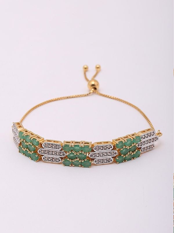 exotic india Faceted Emerald and White Topaz Wraparound Bracelet 