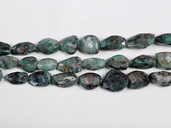 exotic india Faceted Emerald Stone Nuggets (Price of 1 String) | Gemstone Beads 