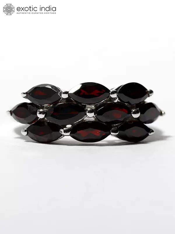 Exotic India Faceted Garnet Ring | Sterling Silver Jewelry 
