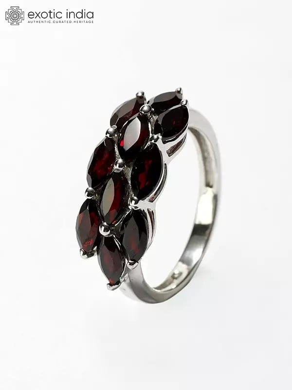 exotic india Faceted Garnet Ring | Sterling Silver Jewelry