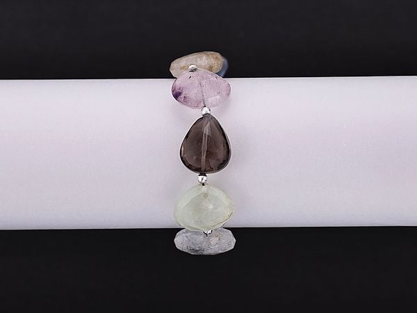 Exotic India Faceted Gemstone Heart Briolette Bracelet