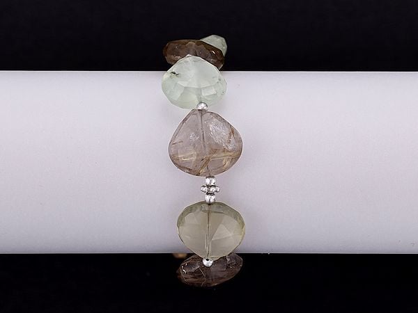 Exotic India Faceted Gemstone Heart Briolette Bracelet