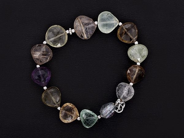 exotic india Faceted Gemstone Heart Briolette Bracelet