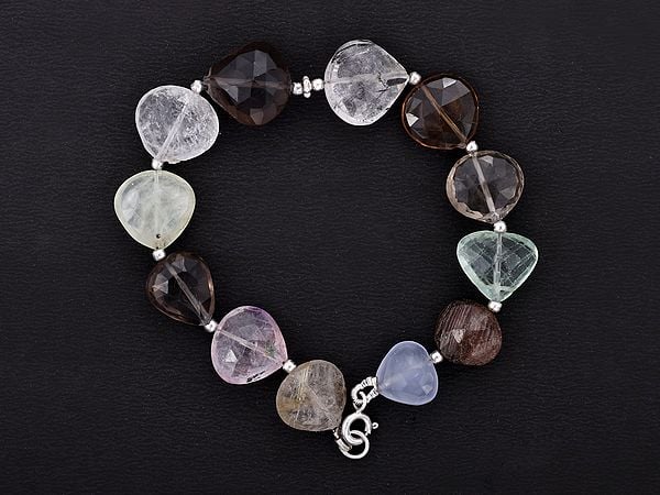 exotic india Faceted Gemstone Heart Briolette Bracelet 