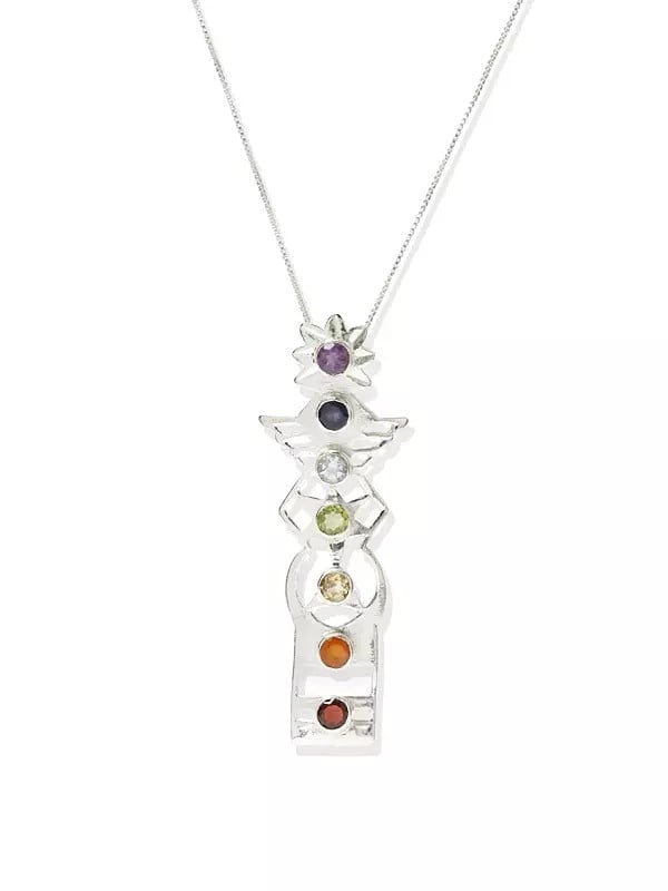 exotic india Faceted Gemstone Kundalini Chakras Pendant (Amethyst Iolite Peridot Garnet Citrine BT and Carnelian) 