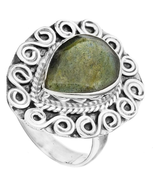 exotic india Faceted Gemstone Spiral Labradorite Rings | Sterling Silver Jewelry 