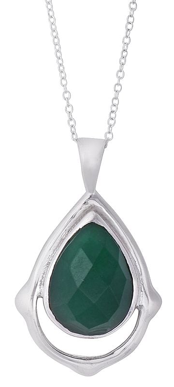 exotic india Faceted Gemstone Studded Sterling Silver Pendant