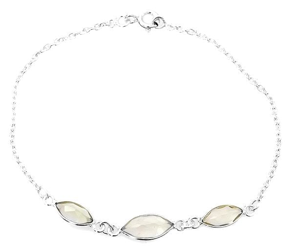 exotic india Faceted Green Amethyst Marquis Bracelet 