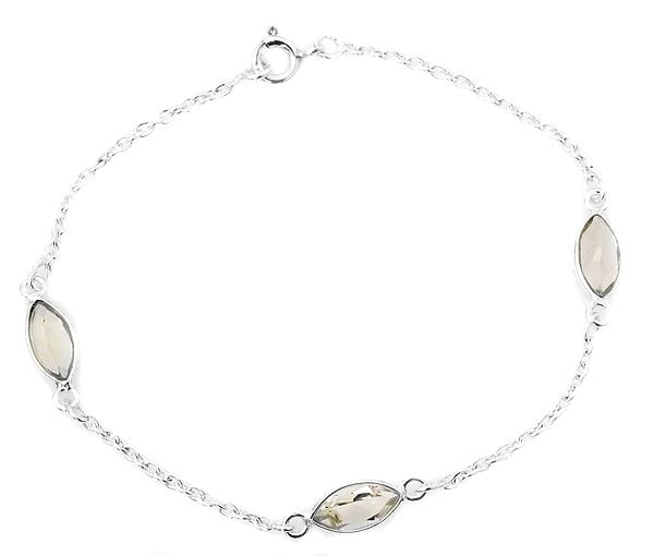 exotic india Faceted Green Amethyst Marquis Bracelet 