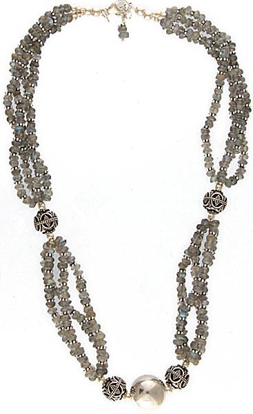 exotic india Faceted Labradorite Beaded Necklace | Labradorite Stone Jewelry 